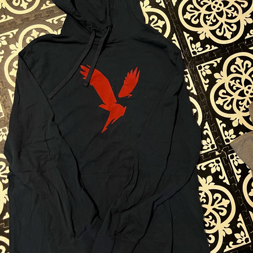 American Eagle Navy Hoodie with Red Logo